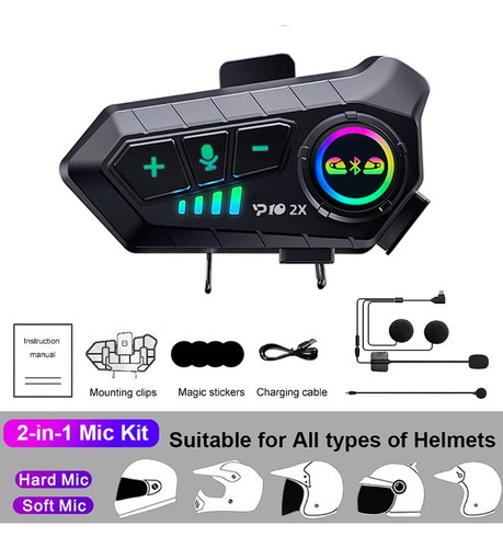 Intercomunicador Moto Bluetooth Casco Audifono Inalambrico