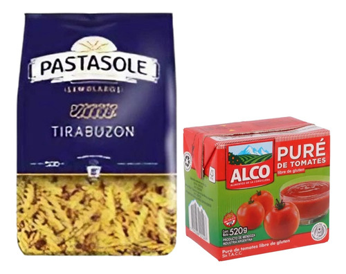 Combo X2 Fideos Tirabuzón Pastasole + Pure De Tomate Bulnez