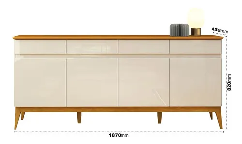 Buffet  Madeira Magnum EDN  Móveis 4 Portas 4 Gavetas  Off White Cedro