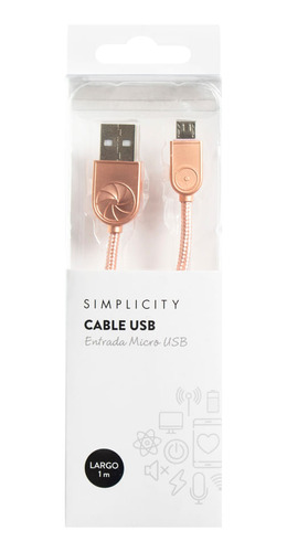 Cable Usb Simplicity Metalizado Rosa Android