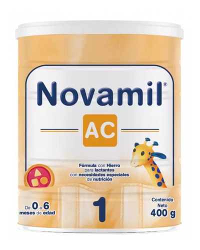 Leche de fórmula en polvo Genomma Lab Novamil AC 1 en lata de 1 de 400g - 0  a 6 meses