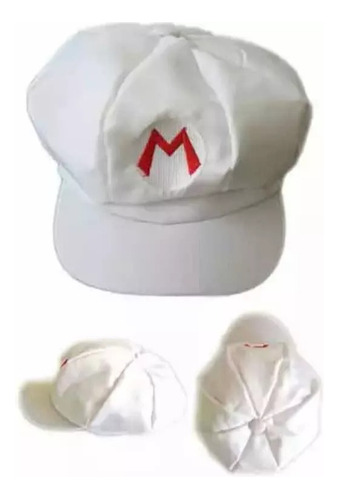 Gorra Blanca Super Mario Bros 54-58 Cm Contorno Logo Bordado