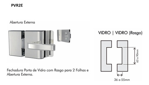 Fechadura Externa Para Porta De Vidro Pvr2e - (agl)