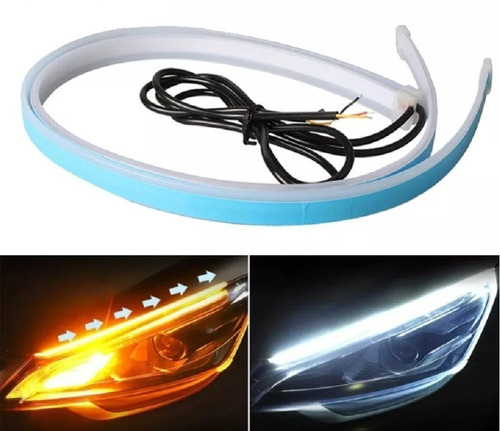 Cinta Drl  Led Doble Color Para Farolas De Carro 45cm/ 60 Cm