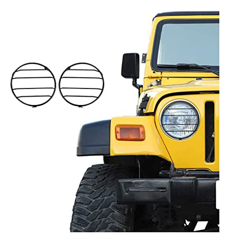 Metal Headlight Guards Bezels Covers For 1997-2006 Jeep...