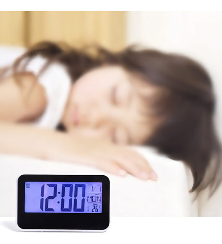 Reloj Led Digital Despertador Alarma Calendario 10422 Color Negro/Blanco