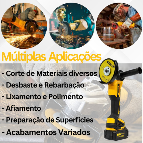 Esmerilhadeira Lixadeira Angular Profissional 2 Baterias 21v