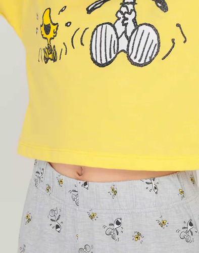 Conjunto Pijama Snoopy Peanuts Para Mujer Amarillo