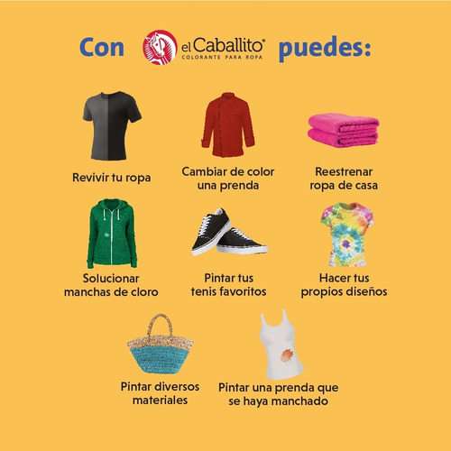 El Caballito Jeans Colorante Para Ropa Negro Mezclilla 20g