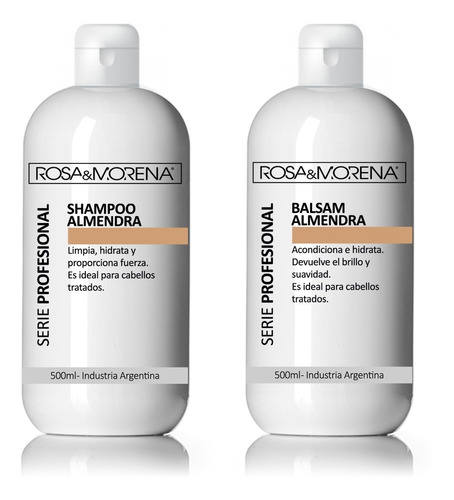 Imagen 1 de 3 de Shampoo Y Acondicionador De Almendra 500ml Rosa & Morena