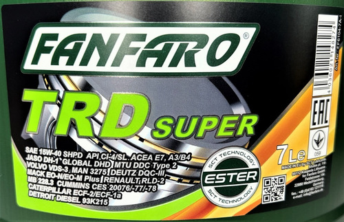 Imagen 2 de 2 de Aceite Motor Fanfaro 15w40 Trd Super 7l Semi Sintetico