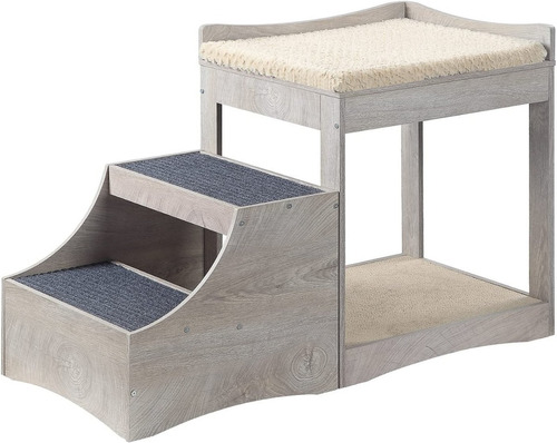 Litera Para Mascotas Con Escalon Color Gris Marca Unipaws