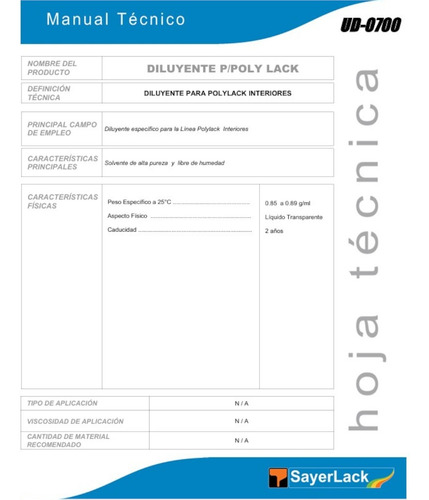Dilucion Para Poly Lack 2 Litros Ud-0700
