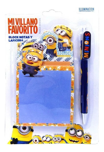 Notas Adhesivas Con Lapicera Minions Original Escolar