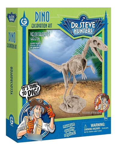 Kit Excavacion Esqueleto Dinosaurio Velociraptor Scarletkids