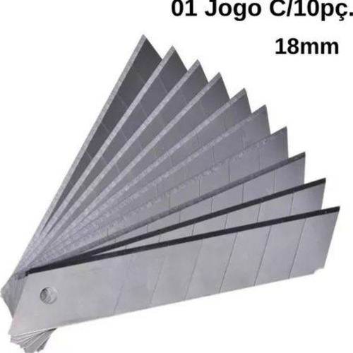 Kit Jogo Lamina Para Estilete Largo 18mm Com 10 Peças