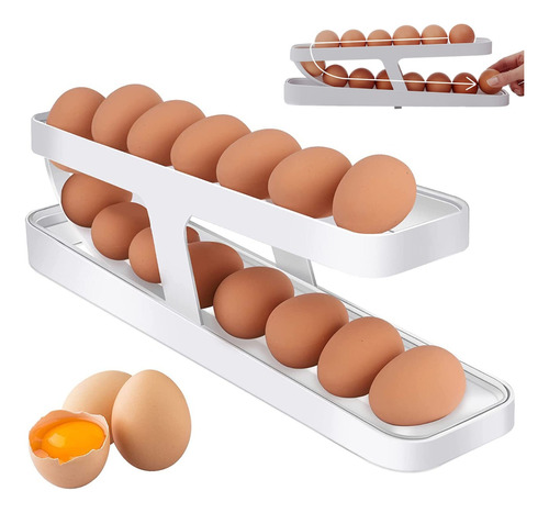 Huevera Canasta Con Estantes Organizadores Para 12 Huevos