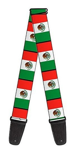 Correa De Guitarra Banderas De Mexico 2 Pulgadas De Ancho