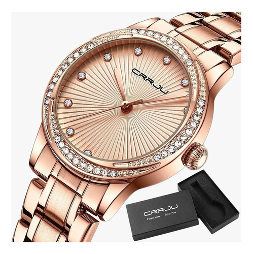 Reloj Elegante De Cuarzo Impermeable Crrju Para Mujer