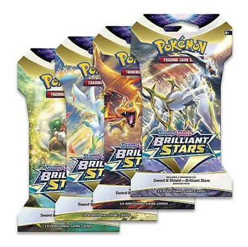 Pokémon TCG | Brilliant Stars Pack Art Bundle X4 Sleeved Booster Packs (inglés)