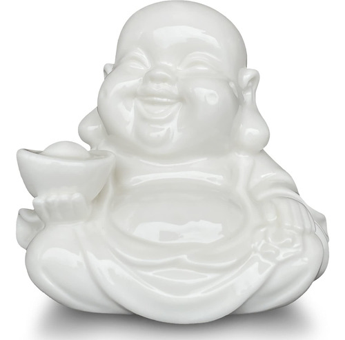 Houlu Estatua De Buda Para La Buena Suerte, Ceramica Blanca