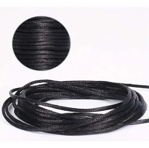 Cordón De Seda 3mm Cola De Rata Bisutería Todos Los Colores Negro