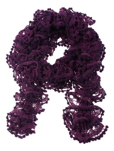 Cachecol Xale Echarpe Mini Pompom Feminino Cor Roxo Tamanho Único