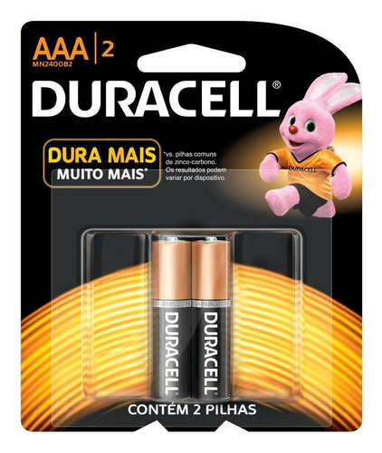 Pilha Duracell Alcalina Palito Aaa C/2