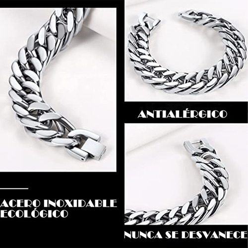 Pulsera Cubana Cadena De Hiphop Acero Inoxidable Para Hombre