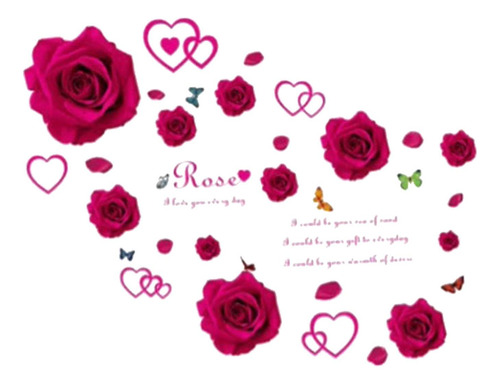 Hermosa Calcomanía De Pared, Calcomanías De Rosas Rojas