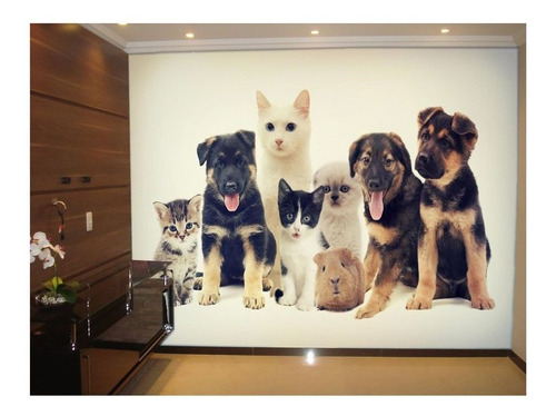 Adesivo De Parede Animais Cão Gato Hamster 3d M² Anm153