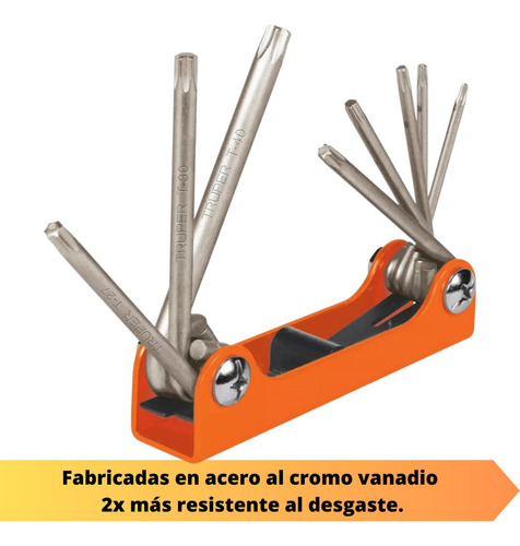 Kit Juego De 8 Llaves Torx Tipo Navaja Bolsillo Truper 15569