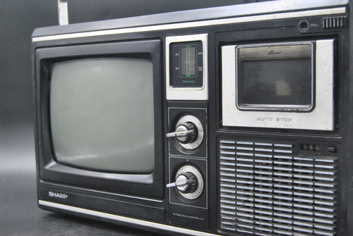 Antiguo Televisor Tv Radio Vintage Sharp Funcionando Deco
