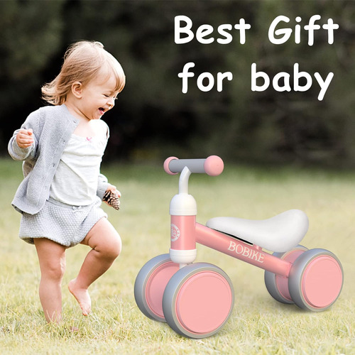 Bicicleta De Equilibrio Para Bebés, Rosa, 4 Ruedas Sin Pedal