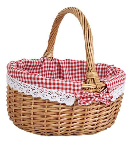 Cesta De Mimbre Para Picnic, Cesta De Almacenamiento, S Rojo