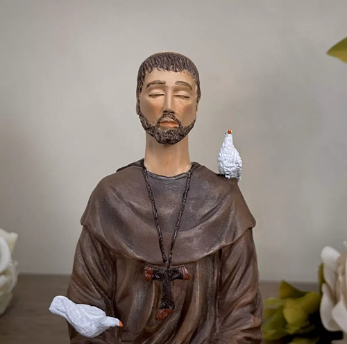 Imagem São Francisco De Assis Meditando 20cm Resina