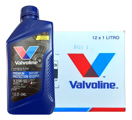Aceite 20w50 Semi Sintetico Valvoline Pack 12lts