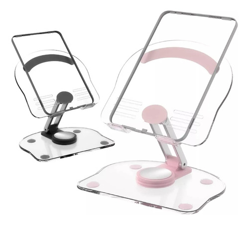 Base Soporte 360° Giratorio Tablet Celular Acrilico Ajustabl