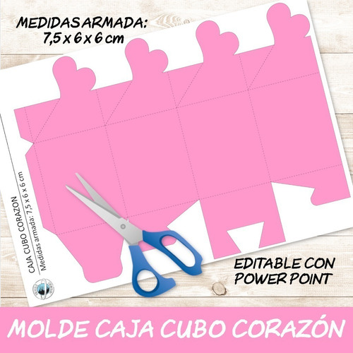 Kit Imprimible Molde Caja Cubo Corazón Editable Power Point