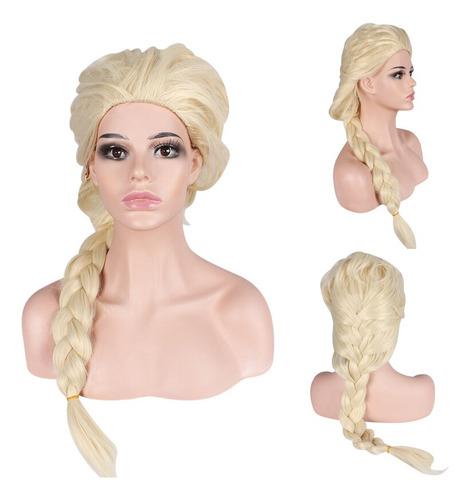 Peluca De Pelo Anime Hair Elsa Para Mujer  Trenzas Largas