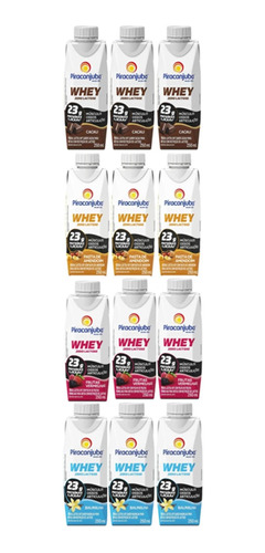 Kit 12 Bebidas Piracanjuba Whey 250 Ml - 4 Sabores