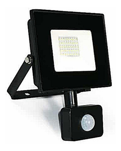 Foco Led Sensor Movimiento 50w Reflector Ip66 Negro Luz Blan