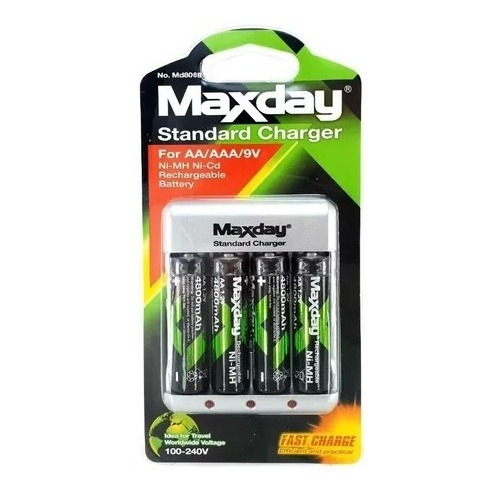 Imagen 3 de 8 de Cargador De Baterias Aa Aaa 9v + 4 Batera Recargable Aa Pila