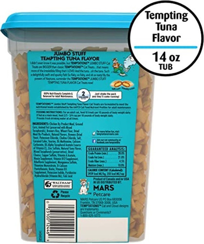 Snack Gatos Temptations Crujiente Y Suave Sabor AtĂșn 396 Gr