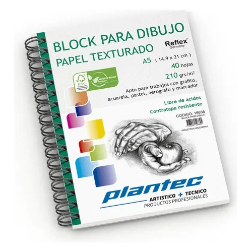 Block Plantec Blanco  210 Grs  Texturado A5  Lateral 15656