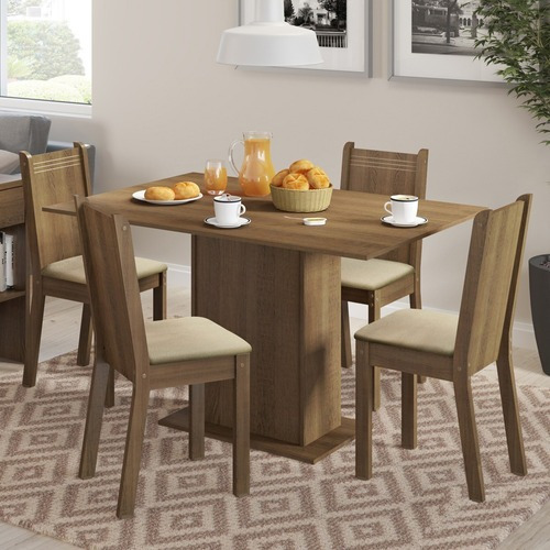 Juego De Comedor 4 Sillas Mesa Living Comedor Tapizado Lexi