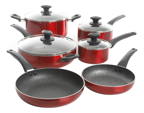 Oster Juego De Utensilios De Cocina, 10 Piezas, Rojo Metál.