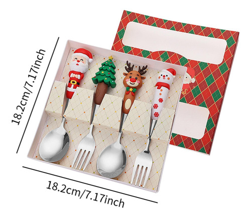 Set De Cubiertos Navideños Brillantes, Acero Inoxidable