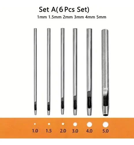 Set X6 Perforador Cuero Cinturon Correa Papel Hueco Redondo