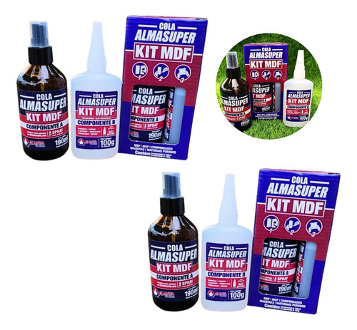 2 Kit Mdf Almasuper Primer Ativador Adesivo Cola Instantâneo